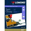 Фотобумага Lomond Полуглянцевая, ярко-белая, микропористая, А4, 260 г/ м2, 20л, для струйной (1103301)