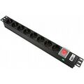 Блок розеток 19" 1U, 8xSchuco, Разъем IEC-320 С14, 16A, 220V, металлический корпус, Max19 [MAX19-EH8-0]