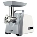Мясорубка Bosch MFW45020 белый/ серый (1600 Вт; скоростей - 1; насадки: для колбас/ кеббе; 2.7 кг/ мин)