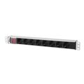 Блок розеток 19", 1U, в стойку, 8xSchuco, 220V, 10A,  вход C14, металлический корпус (R-10-8S-V-440-Z)