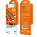 Кабель USB HOCO X26 Xpress (Type-C/ Lightning/ MicroUSB, 1м, плетеный, Черно-красный)
