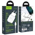 СЗУ HOCO N4 Aspiring (2xUSB, 2.4А, белый) + кабель Type-C
