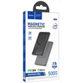 Внешний аккумулятор 5000mAh HOCO Q26A Joy, магнит, беспроводная зарядка, индикатор заряда, металл, темно серый