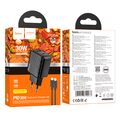 СЗУ HOCO CS23A Sunlight (1xUSB, 1xType-C, 3А, черный) + кабель Type-C