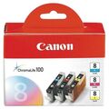 Картридж: Canon CLI-8 комплект (C,M,Y) 3шт [для Canon Pixma iP3300, Pixma iP3500, Pixma iX4000, Pixma iX5000] (0621B029)