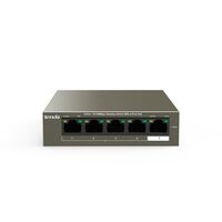 Неуправляемый POE-коммутатор 05 портов: Tenda TEF1105P-4-63W (5x10/ 100Мбит/ с;4xPOE ; PoE‑бюджет 58 Вт) корпус - металл