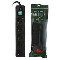 Сетевой фильтр 0.5 м Гарнизон EHLB-4, 10 А, 2200 Вт, 5 розеток, черный (EHLB-4)