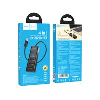 Хаб HOCO HB25 Easy (Черный)  mix 4-in-1 converter(Type-C to USB3.0+USB2.0*3)