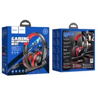 Проводные наушники HOCO W103 Magic, jack 3.5 mm, USB, микрофон, накладные, красный (6931474741622)