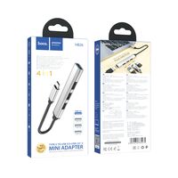 Хаб HOCO HB26 Type-C to USB3.0+USB2.0*3 (Серебристый)