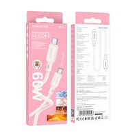 Кабель Type-C Borofone BX94 Crystal 60W (Type-C, 1м, силиконовый, розовый)