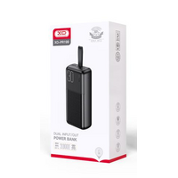Внешний аккумулятор 30000mAh -XO- PR199, USB x2, дисплей, пластик, черный