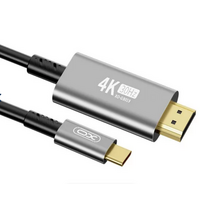 Кабель Type-C -XO- GB019 (HDMI, 1.8м, плетеный, черный)