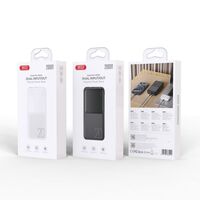 Внешний аккумулятор 20000mAh -XO- PR252, USB x2, Type-C x1, пластик, черный