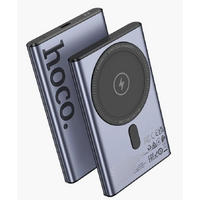 Внешний аккумулятор 5000mAh HOCO Q32 Bird, Type-C x1, Type-C PD20 x1, QC3.0, магнит, беспроводная зарядка, индикатор заряда, металл, металлик