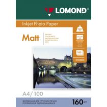 Фотобумага Lomond матовая, А4, 160 г/ м2, 100 л, для струйной печати (0102005)