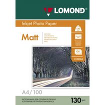Фотобумага Lomond Матовая Двусторонняя, A4, 130г/ м2, 100л, (0102004)