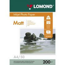 Фотобумага Lomond Матовая Двухсторонняя, A4, 200г/ м2, 50л, (0102033)