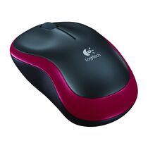 Мышь Logitech M185 оптическая, беспроводная, Радио USB, черный/ красный (910-002240)