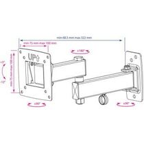 Крепление для ТВ поворотно-выдвижной и наклонный 10"-28" Kromax  нагрузка max 25 кг, наклон -12/ +15°, поворот ±90°, от стены 320 мм (OPTIMA-104)