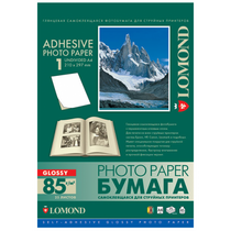Фотобумага Глянцевая Самоклеющаяся, A4, 85г/ м2, неделенная, 25л, Lomond (2410003)
