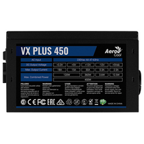 Блок питания 450 Вт AeroCool VX Plus 450W (20+4 pin,1*6+2pin, 2*Molex, 2*Sata, 120 мм)