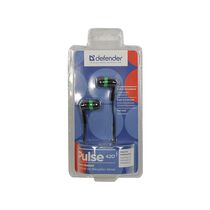 Наушники-вкладыши Defender Pulse-420 с микрофоном, mini jack 3.5 mm, черный/ зеленый (63422)