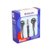 Наушники-вкладыши Defender Basic-609 mini jack 3.5 mm, черный/ белый (63609)