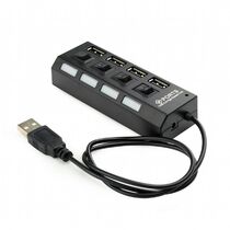 Хаб USB  Gembird UHB-U2P4-02 с подсветкой и выключателем, 4 порта, блистер + питание