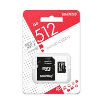 Карта памяти microSDXC Smartbuy 512Gb Class 10 + адаптер SD (SB512GBSDCL10-01)