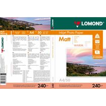 Фотобумага Lomond односторонняя, матовая, A4 (210x297мм), 240 гр/ м2, 50л (0102090) для струйной и лазерной печати