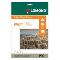 Фотобумага Lomond односторонняя, матовая, A4 (210x297мм), 190 гр/ м2, 50л (0102015) для струйной и лазерной печати