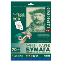 Бумага для этикеток Lomond Self-Adhesive Universal Paper, самоклеящаяся, универсальная, A4, 70 гр/ м2, 25л (2101013) для струйной и лазерной печати