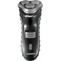 Электробритва Starwind SBS1501 черный/ серебристый (роторная, бритьё - влажное/ сухое, головок - 1, питание - от аккумулятора)