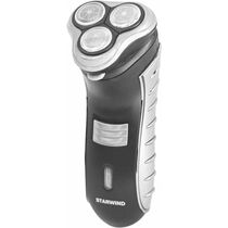 Электробритва Starwind SBS1501 черный/ серебристый (роторная, бритьё - влажное/ сухое, головок - 1, питание - от аккумулятора)