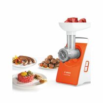Мясорубка Bosch MFW3630I белый/ оранжевый (1600 Вт; скоростей -1; насадки: для колбас/ кеббе/ соковыжималка; 1.9 кг/ мин)