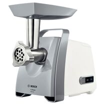 Мясорубка Bosch MFW45020 белый/ серый (1600 Вт; скоростей - 1; насадки: для колбас/ кеббе; 2.7 кг/ мин)