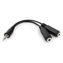 Кабель аудио-разветвитель 3.5 Jack(П) / 2х3.5 Jack(М) 0.1м Gembird/ Cablexpert черный, пакет (CCA-415-0.1M)