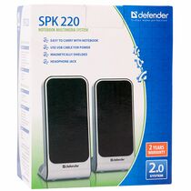 Акустическая система Defender 2.0 SPK-220\225 4W, mini Jack 3.5 мм, черный/ серый  (65220)