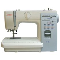 Швейная машина Janome 5515 белый (электромеханическая, челнок - вертикальный качающийся, швейных операций - 15, петля - полуавтомат)