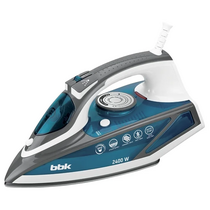 Утюг BBK ISE-2402 голубой (2400 Вт, подошва - керамика, паровой удар - 140 г/ мин, 1,8 м)