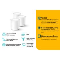 Wi-Fi Mesh система: TP-Link Deco X20(3-pack) (2.4+5 ГГц, 1хWAN, 5 ГГц 1201 Мбит/ с, 2,4 ГГц 574 Мбит/ с)