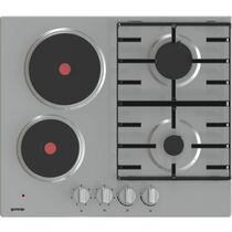 Комбинированная варочная панель Gorenje GE690X белый ( конфорок -  4 шт,  панель - нержавеющая сталь, 60х52 см)