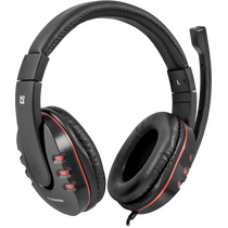 Наушники полноразмерные Defender Warhead G-160 с микрофоном, игровые, 2 x mini jack 3.5 mm, черный/ красный  (64113)