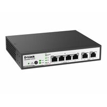 Управляемый PoE-коммутатор 06 портов: D-Link DES-1100-06MP (4х10/ 100Мбит/ с 2х1Гбит/ с,4хPoE,PoE‑бюджет 80 Вт) 2 уровня