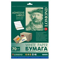 Бумага для этикеток Lomond самоклеящаяся, универсальная, 5 делений, А4, 70 г/ м2, 50 л (2100245) для струйной и лазерной печати.
