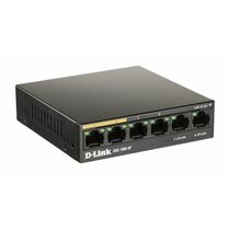 Неуправляемый POE-коммутатор 06 портов: D-Link DSS-100E-6P (6x10/ 100Мбит/ с;4xPOE ; PoE‑бюджет 55 Вт) корпус - металл