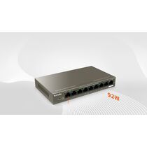 Неуправляемый POE-коммутатор 08 портов: Tenda TEG1109P-8-102W ( 8x1Гбит/ с;8xPOE ; PoE‑бюджет 92 Вт) корпус - металл