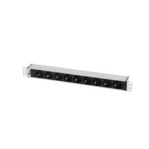 Блок розеток 19", 1U, в стойку, 9xSchuco, 220V, 10A,  вход C14, металлический корпус (R-10-9S-I-440-Z)