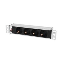 Блок розеток 10", 1U, в стойку, 4xSchuko, 220V, 10A, металлический корпус (R-10-4S-220-Z)